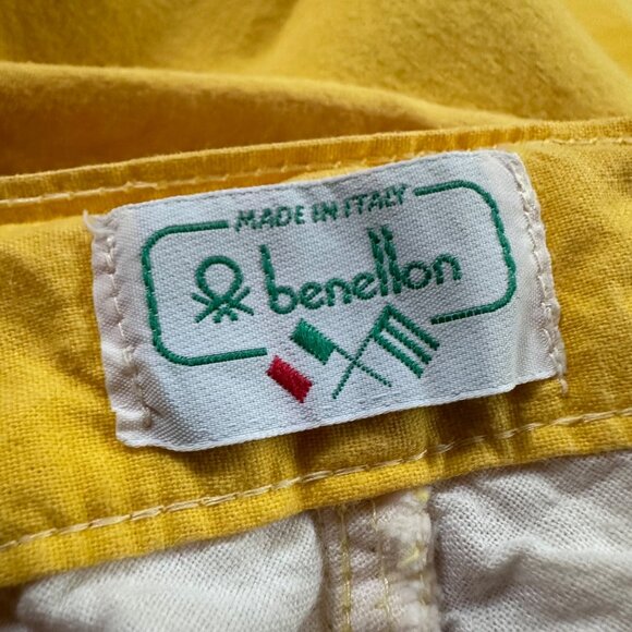 Vintage 80s Benetton Trousers Italy 40 US 4 Fits 0 Baggies Pants Yellow Pleated - Picture 10 of 11